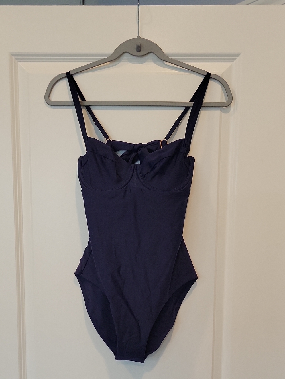 Quince Italian Underwire One-Piece Swimsuit In Navy Blue Size Medium NWT